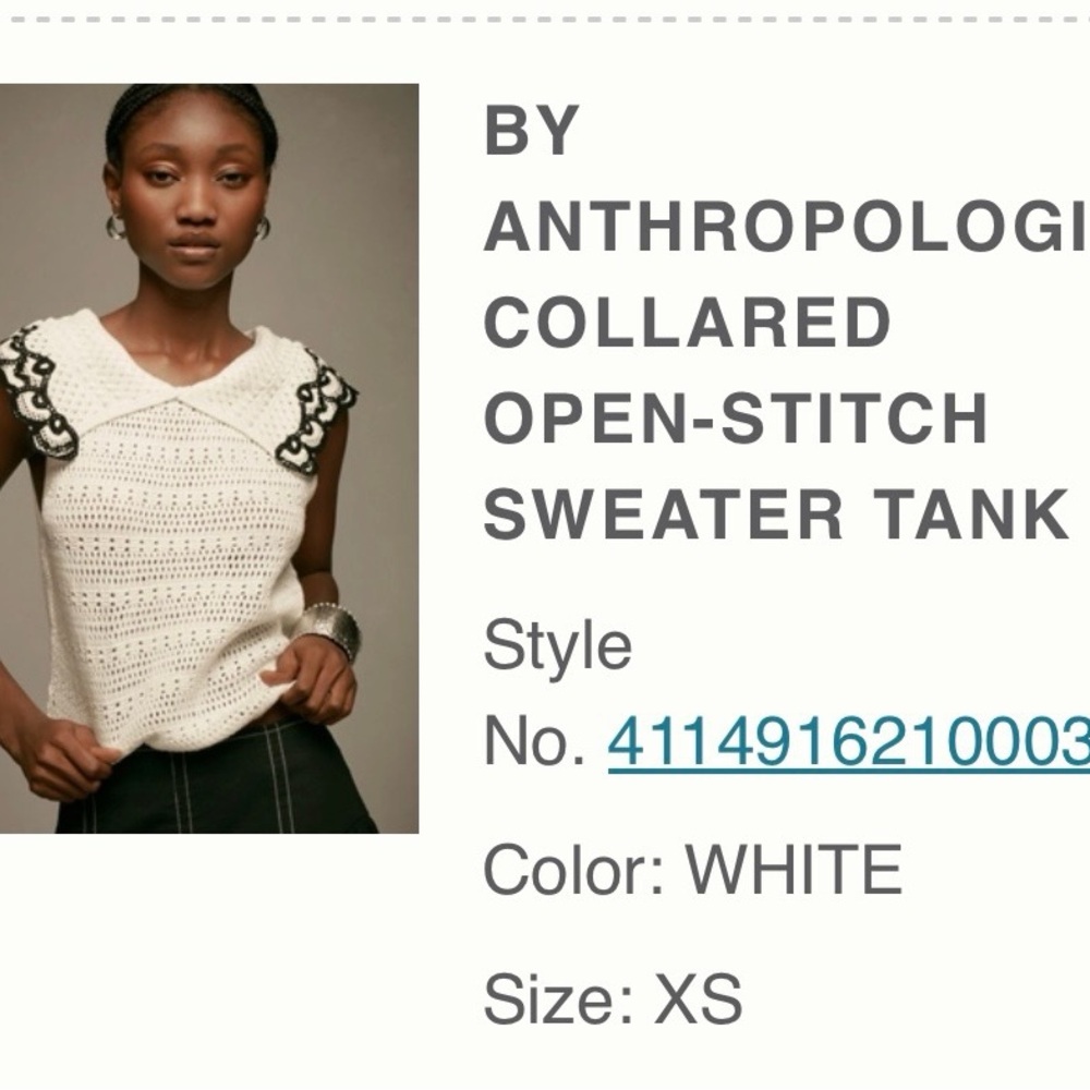 Anthropologie White and Black Collared Sweater Tank